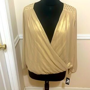 Champagne colored dress blouse.